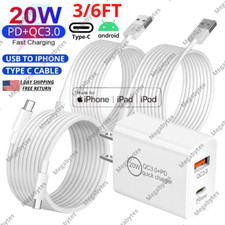 20W Fast Charger QC Wall Adapter For iPhone iPad Samsung Google USB Type C Cable picture