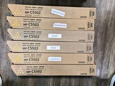 Lot x  6 Ricoh Printer Toner Cartridges (MP C5502, Genuine) - Brand New YELLOW picture