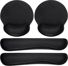 Pack 4 Kit Ergonomico Mouse Pad y Reposamunecas Para Teclado Espuma de Memoria picture