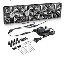 Big Airflow 4X 120mm Fans w 100V-240V AC Powered Speed Controller For GPU Mining picture