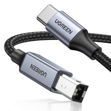 UGREEN USB B to C 6 FT Printer Cable, Nylon B C 6.6 FT, Silver  picture