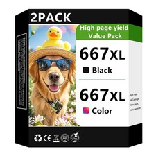 JYZBRW 667XL Ink Cartridge Black and Color Combo Pack Compatible for HP Ink 667 picture