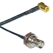 USA-CA RG174 SMB FEMALE ANGLE to BNC FEMALE BIG BULKHEAD Coaxial RF Pigtail Cab picture