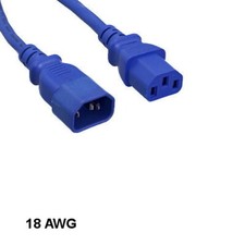 [Lot10] Blue 10Ft Standard Power Extension Cord IEC-60320 C13 to C14 18AWG 10A/2 picture