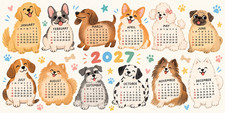 2027 Dog Calendar Desk Mat Mouse Pad | 2 Sizes | Cute Puppy Planner Art. picture