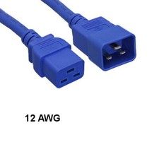 [Lot10] Blue 10Ft Heavy Duty Power Cord IEC60320 C19 to C20 12AWG 20A/250V PDU U picture
