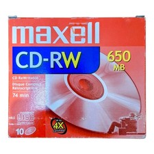 Maxell CD-RW Rewritable Discs 650MB 74min Standard Speed 10-Pack New Sealed picture