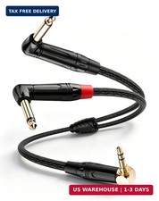 3.5mm TRS to Dual 6.35mm TS Mono Y-Cable, 90 Degree 1/8