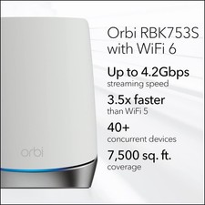 NETGEAR Orbi Whole Home Tri-Band Mesh WiFi 6 System 3 pack Router with 2 - picture