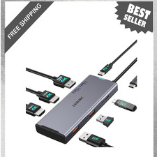 USB C Docking Station Dual Monitor 7 in 1 Laptop Hub Triple Display for Dell HP picture
