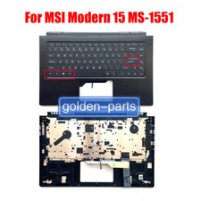 Palmrest Backlit Keyboard For MSI Modern 15 MS-1551 15.6in Upper Case Black picture