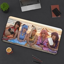 Genshin Impact Girls Desk Mat, Anime Game Mouse Pad, Beach Scene Decor picture