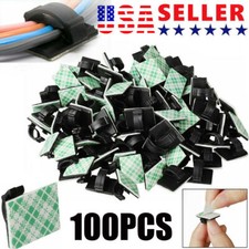 100Pcs Cable Clips Self-Adhesive Cord Wire Holder Management Organizer Clamp picture