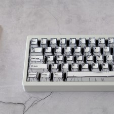 PBT Manga Black/white Theme Keyboard Keycaps Cherry Profile Set For MX picture