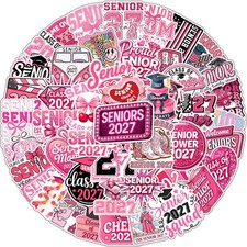 50pcs Senior 2027 Stickers, Pink Class of 2027 Stickers picture
