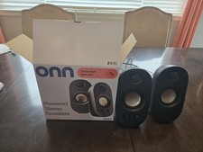 onn Stereo Wired Speaker with Volume Controls 35mm Aux USB Power Open Box picture
