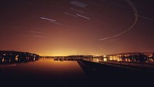Landscape stars lake long exposure city lights cityscape Custom Gaming Mat Desk picture
