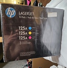 HP 125A Tri-Pack Toner Cartridge Set - Sealed New Cyan, Yellow, Magenta picture