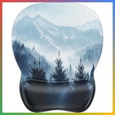 Ergonomic Mouse Pad Gel Wrist Rest Cloud Forest Non Slip PU Base Smooth picture