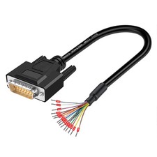 DB15 Male Solderless Breakout Connector with 5Ft 26AWG Cable, Plastic Shell R... picture