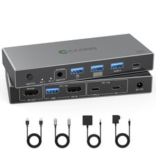 USB C HDMI KVM Switch 1 Monitors 2 Computers,4K@60Hz KVM Switch 2 Port for 1 Lap picture