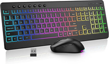 Wireless Keyboard and Mouse Combo, 10 Backlit Effects, Rechargeable 2.4Ghz Silen picture