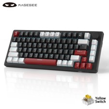 MageGee 75% Mechanical Gaming Keyboard Knob Control Blue Backlit Wired PC picture