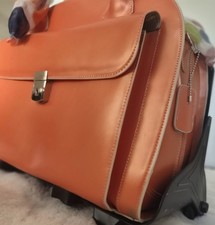 McKlein Roseville Detachable Wheeled Briefcase-Vibrant Orange Leather,Mint cond. picture