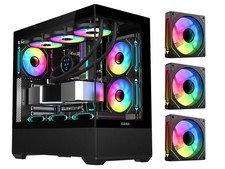 SAMA SV02 ATX Computer Gaming PC Case Mid Tower Black with 3 ARGB Fans picture