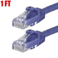 1FT CAT5e RJ45 Ethernet LAN Network Patch Cable UTP Copper Wire 24AWG Purple picture