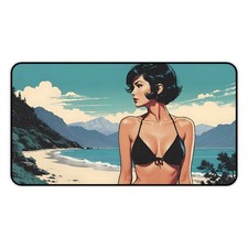Coastal Vintage Desk Mat - Beach Aesthetic, Office Decor, Gamer Accessory,  picture