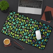 Aesthetic Leaves Pattern Desk Mat, Custom Desk Mat, Minimalist Desk Mat picture