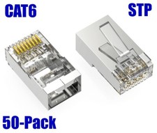 50 Pack CAT6 Shielded STP RJ45 Network Ethernet Feed Thru Plug Cable Connector picture