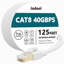 Cat8 Ethernet Cable 125 ft (38.1m), Outdoor&Indoor, Flat 40Gbps 125ft, White  picture