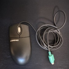 Vintage Compaq MO42KC Mouse Scroll Wired Ball Black 5187-1786 PS/2 Office OEM picture