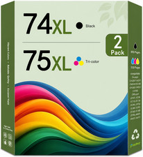 2PK 74XL 75XL (Black/1Tri-Color) High Yield Ink Cartridges FOR D4280 J5725 C4385 picture