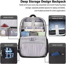 Deep Storage Laptop Backpack with USB Charging Port[Water Resistant] College ... picture