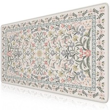 iCasso Desk Mat XXL Large Mouse Pad, Cute Gray Floral, Anti-Slip, Keyboard picture
