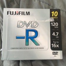 10 Discs NWT Fujifilm DVD-R 1.4 GB / 120 1x - 16x, For Drives & Recorders picture