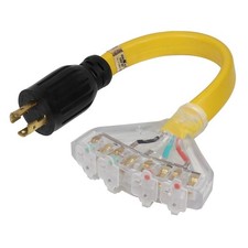1.5ft L14-30P to 4x Nema 5-20R Adapter Cable 30 Amp 4-Prong Locking Plug picture