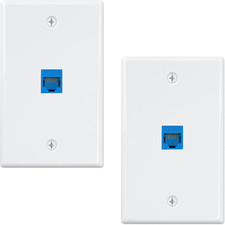 2-Pack Cat6 Ethernet Wall Plate with 1-Port Keystone, Blue | 1-Port Keystone picture