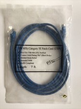 ENHANCED 350MHz CATEGORY 5E (UTP) PATCH CORD ETHERNET CABLE 7' BLUE NEW IN BAG picture