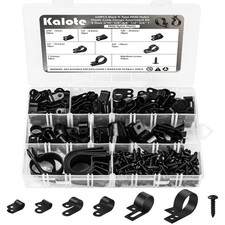 320 PCS Black R Cable Clips 6 Sizes 3/16 1/4 3/8 1/2 3/4 1 Inch Nylon Clamp picture