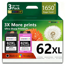 62XL High Yield Ink Cartridges 3Pack, 2 Black/ 1 Tri-Color picture