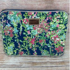 Lilly Pulitzer Floral Laptop Sleeve Navy Pink Green Padded Tech Case Zip Around picture