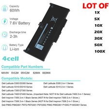 💖LOT 100x MXV9V Battery For Dell Latitude 5300 5310 7300 7400 5VC2M N2K62 60Wh picture
