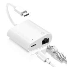 USB C to Ethernet Adapter, 2-in-1 USB C to RJ45 Ethernet Adapter with 60W Typ... picture