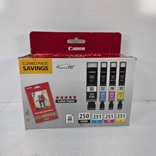 Canon PGI-250 CLI-251 Ink Cartridge Combo Pack with 50 Sheets 4x6 Photo Paper picture