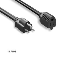 LOT 10pcs 25ft 14 AWG Power Extension Cable NEMA 5-15P to 5-15R 15A/125V SJT Blk picture