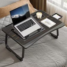 Folding Laptop Bed Table Tray with Cup Holder Tablet Slot Portable Desk - BLACK picture